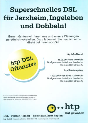 Superschnelles DSL für Jerxheim, Ingeleben und Dobbeln